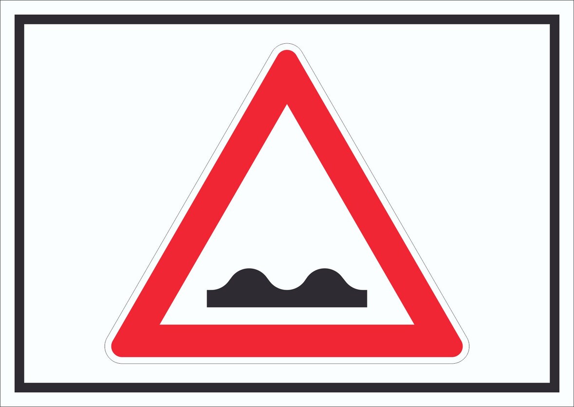 Schild Achtung unebene Fahrbahn Symbol A6 Rückseite selbstklebend