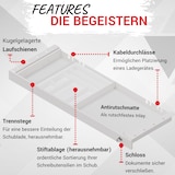 thumbnail of bümö Schreibtisch Organizer Schublade abschließbar aus Metall in weiß mit Schloss, Schreibwareneinsatz, Trennstegen & Antirutschmatte -  Premium