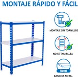 thumbnail of SimonRack Estantería Metálica, 1000x1100x400 mm, 3 Alturas, Bandeja Metal, 200 kg de Punto Flexión, Azul/Blanco - Simonclick