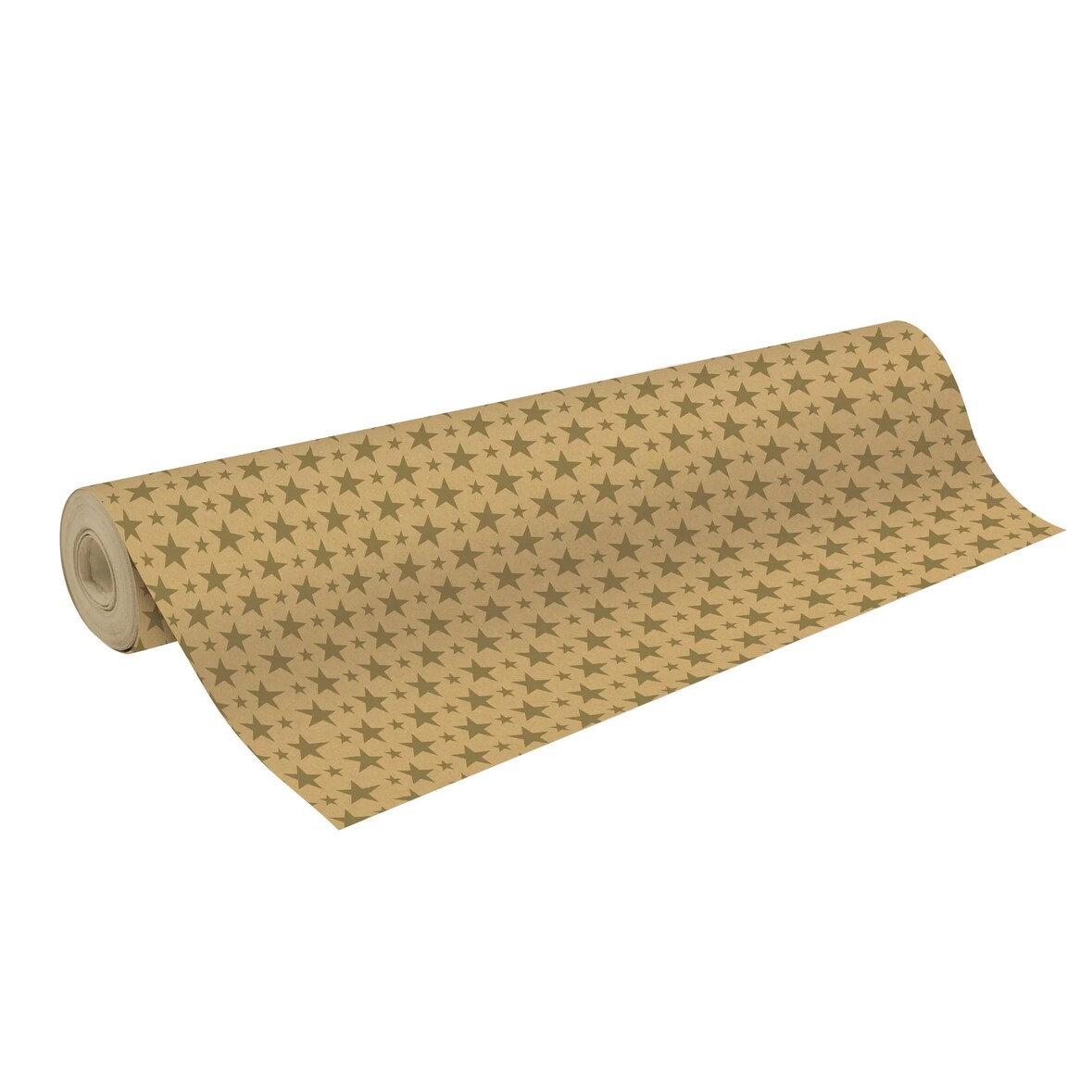 Clairefontaine Geschenkpapierrolle Kraft 70g, goldene Sterne, 50x0,70m - Gold 223905C
