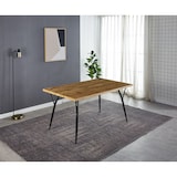 thumbnail of Möbilia eettafel 150 x 90 cm | blad MDF met eiken decor | metalen onderstel | B 150 x D 90 x H 77 cm | naturel-zwart | 18020006 | TAFEL serie