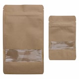 thumbnail of 100x Standbodenbeutel Kraftpapier braun mit Fenster 110x185x65mm 250ml