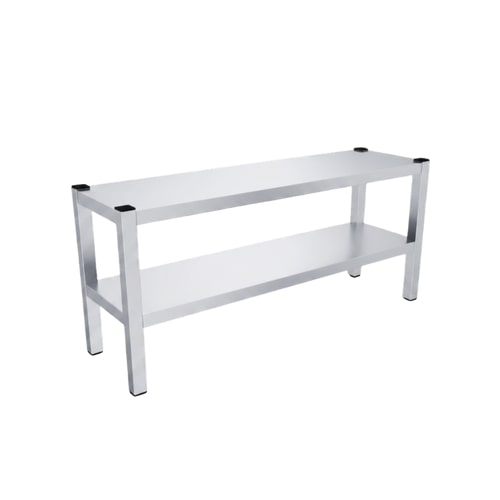 Edelstahl Aufsatzbord - 2 Böden - AISI 430 - komplett verschweißt  - Tragfähigkeit 50 kg/m²: 120 x 30 cm / verschweißt / 2