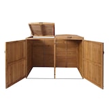 thumbnail of XL 2er-/4er-Mülltonnenverkleidung HWC-H74, Mülltonnenbox, erweiterbar 126x158x98cm Holz FSC® ~ braun
