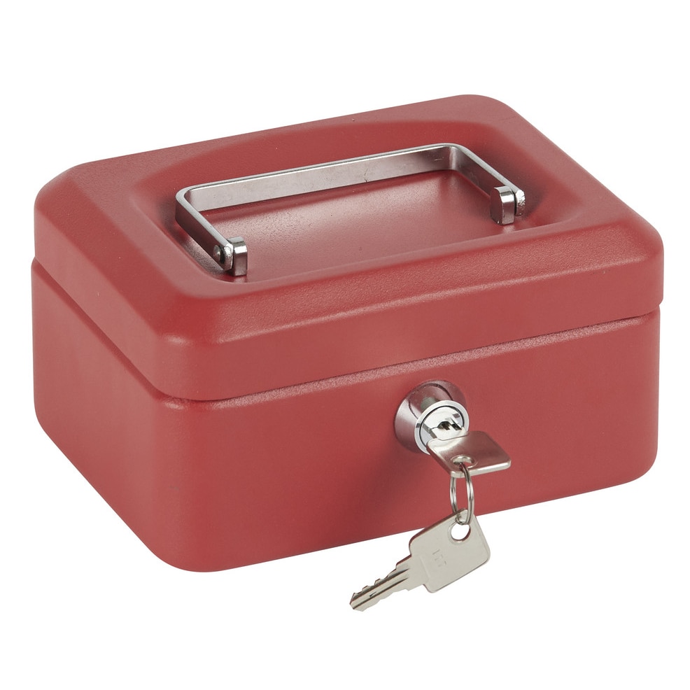ARREGUI Elegant C9214 Cassetta di sicurezza con chiave | Cassetta Portavalori in acciaio con vassoio Portamonete | Cassaforte portatile 15 cm | Rossa