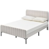thumbnail of Polsterbett 160x200 cm mit verstellbarem Kopfteil und stabiler Konstruktion – elegantes Design in Grau-Beige