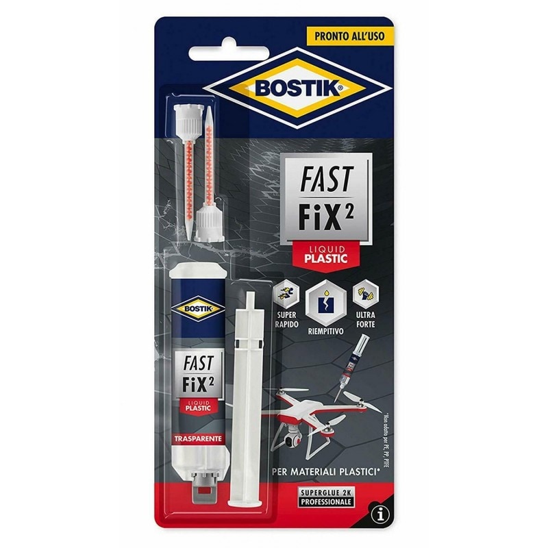 Bostik adesivo riparazione bicomponente riempitivo fast fix liquid plastic 10gr