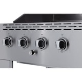 thumbnail of METRO PROFESSIONAL Barbecue Plancha à 8 brûleurs à gaz sur chariot, acier revêtu en poudre, 157 x 64 x 122 cm, puissance 30,4 kW, 4 roulettes, argent