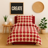 thumbnail of Benetton - Conjunto de cama de solteiro de 3 peças (capa de edredom 155x220cm, lençol com elástico 90x200cm e fronha 45x115cm) 100% algodão vermelho