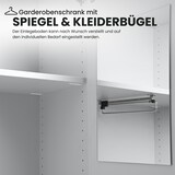 thumbnail of bümö office Kleiderschrank Holz abschließbar mit Spiegel, Büroschrank 80 cm breit in grau - Flur Schrank als Garderobe für Jacken, Taschen & Co. im