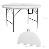 thumbnail of Mesa auxiliar redonda mesa de jardín plegable con marco de acero y encimera de HDPE carga 80 kg para interior y exterior Ø122x73 cm