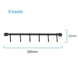 thumbnail of Intirilife Edelstahl Küche Hängeleiste zum bohren mit 6 Haken in Schwarz - 35.8 x  6.3 x 2.1 cm - Küchen Reling Hakenleiste Küchenstange Wandhalterung