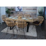 thumbnail of Silla de comedor HWC-P17, silla de cocina silla de mimbre sillón de ratán silla de ratán, Kubu ratán metal ~ tapicería marrón