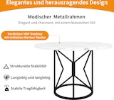 thumbnail of Merax Runder Esstisch 100 x 100 x 76cm, MDF mit Marmor-Optik & geometrischen Metallbeinen, für 4-6 Personen, Schwarz