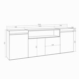 thumbnail of Dressoir, Opbergkast, Buffetkast, Sideboard, 200x35x75cm, 4 Deuren, Elektrische haard, Moderne stijl, Eiken/Zwart _ 63_11