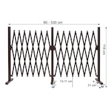 thumbnail of Absperrgitter HWC-B34, Zaun Scherengitter Trenngitter, Alu ausziehbar Laufrollen braun ~ Höhe 109cm, Breite 60-530cm