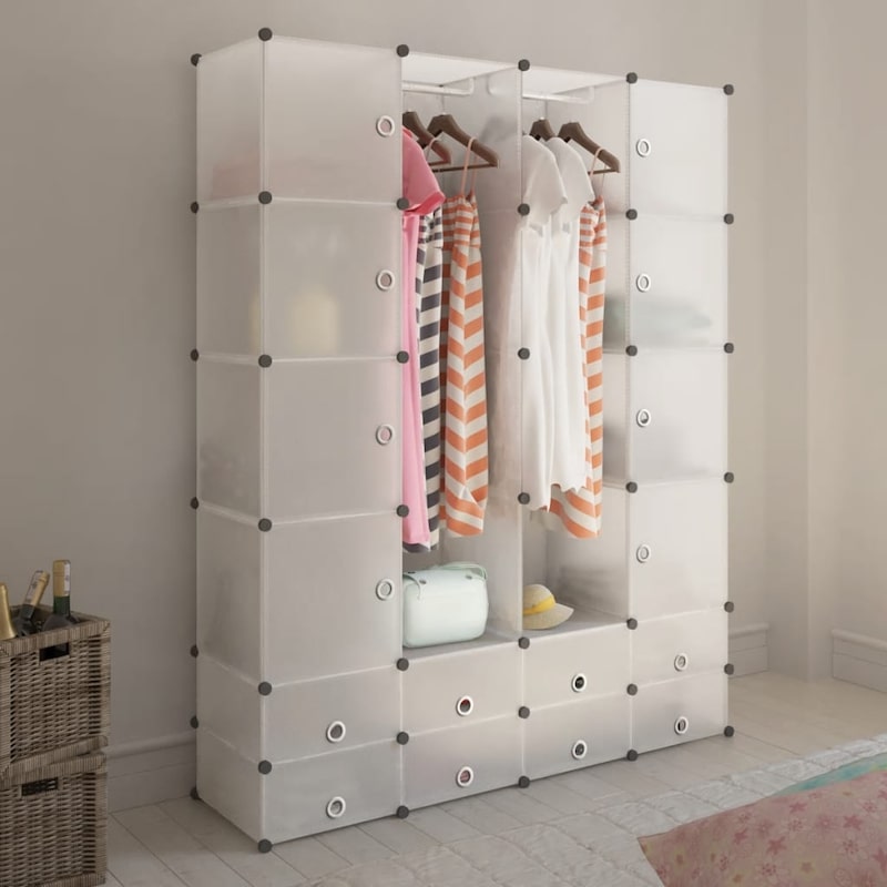 vidaXL Modularer Schrank mit 18 Fächern Weiß 37x146x180,5 cm