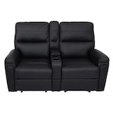 thumbnail of 2er Kinosessel HWC-K17, Relaxsessel Fernsehsessel Sofa, Nosagfederung Getränkehalter Fach ~ Kunstleder schwarz