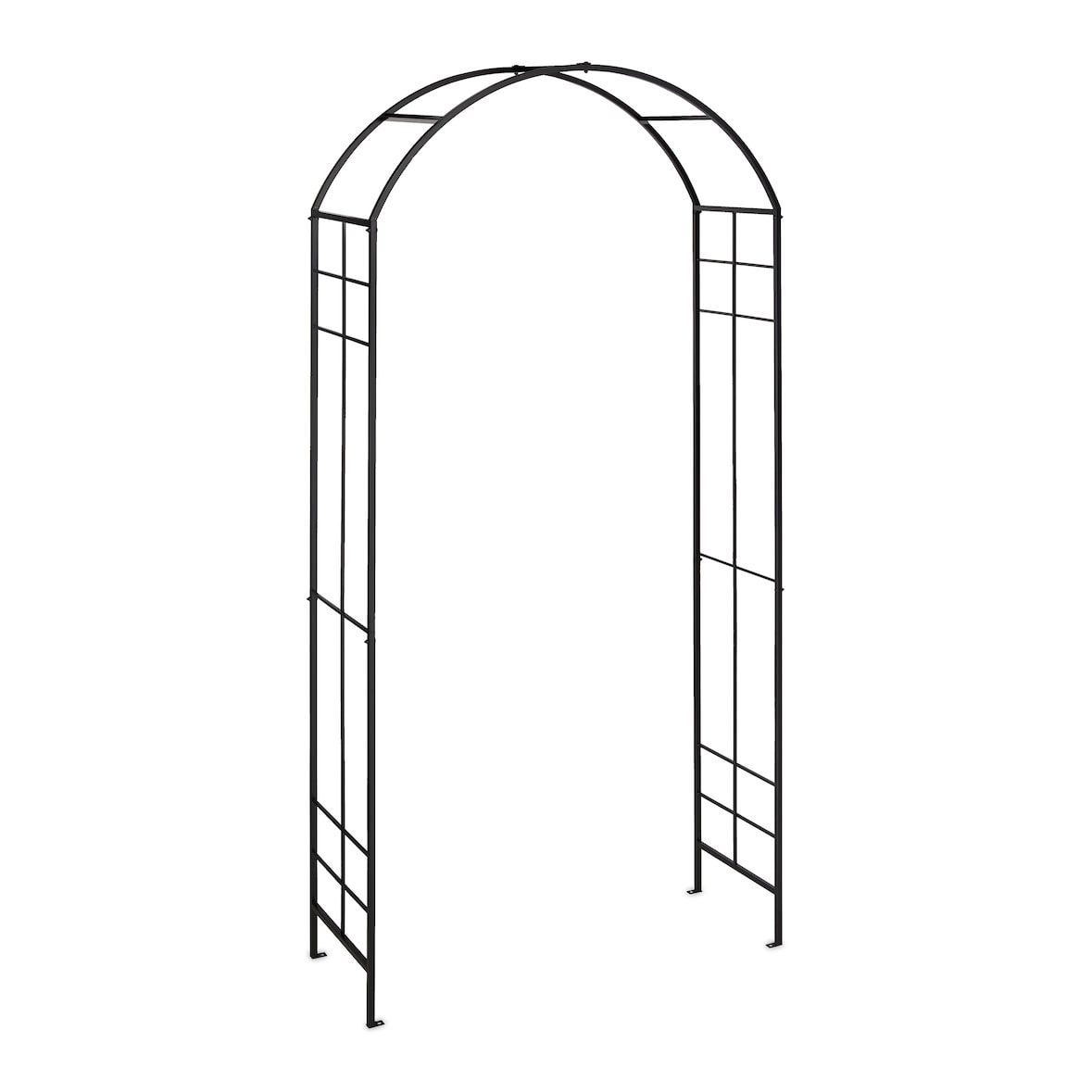 Relaxdays Rosenbogen Metall, Torbogen Garten, HxBxT: 224 x 110 x 41 cm, stabiler Rankbogen für Kletterpflanzen, schwarz