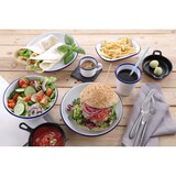 thumbnail of 12x Emaillie Teller tief, weiß blau Ø 20 cm