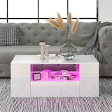 thumbnail of Merax Couchtisch hochglanz Sofatisch mit LED-Beleuchtung, Wohnzimmertisch, Weiß