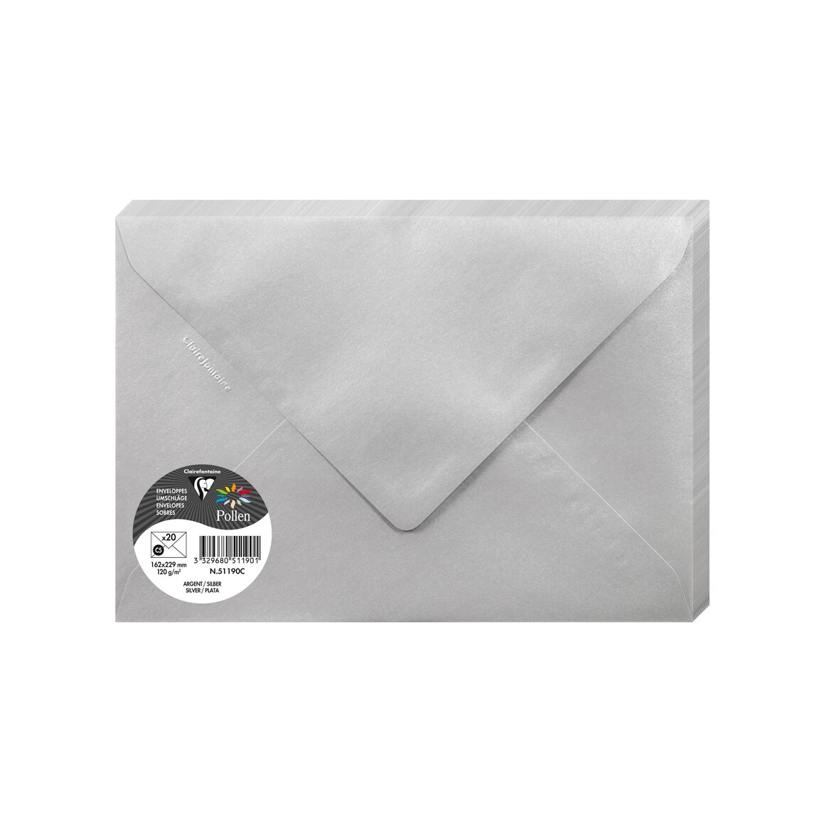 Pollen 200x Umschlag C5 Pollen 120g, Packung - Silber 51190C