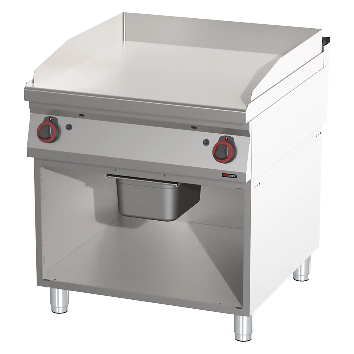 Gastro Gas-Griddleplatte Standgerät mit Unterbau Grillplatte Bratplatte aus Stahl 800x900x900 mm Edelstahl 16 kW