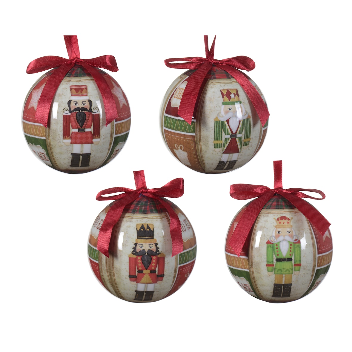 1 Stück sortiert Weihnachtskugeln 8cm Kunststoff Christbaumkugeln mit Nussknacker Motiv Rot