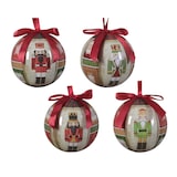 thumbnail of 1 Stück sortiert Weihnachtskugeln 8cm Kunststoff Christbaumkugeln mit Nussknacker Motiv Rot
