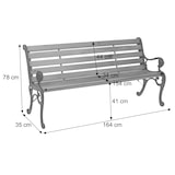 thumbnail of Banco de jardim HWC-O25, banco de jardim banco de parque banco de madeira de 3 lugares, madeira de pinho em ferro fundido, 164cm ~ teca