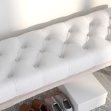 thumbnail of Taburete pie de cama banco para pie de cama con pies de madera y asiento acolchado carga 120 kg banqueta de dormitorio para entrada 110x37x49 cm