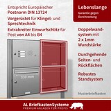 thumbnail of AL Briefkastensysteme 3 Fächer Premium Edelstahl Stand Briefkasten Anlage mit Klingeln, Post A4 modern, robust, wetterfest, Artikelnummer: 331T3S3KSR