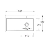 thumbnail of Villeroy&Boch Spülbecken mit Abtropffläche links, Subway Style 50 Stone White 90x51cm, Keramik, Handbetätigung