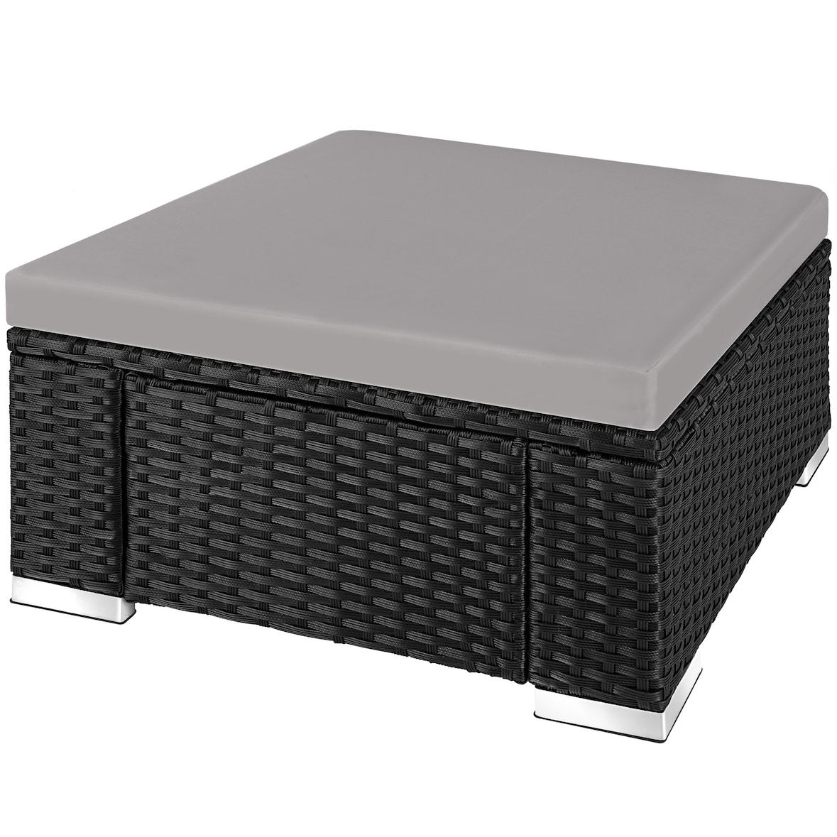 tectake Wicker hocker - zwart / grijs - 405091