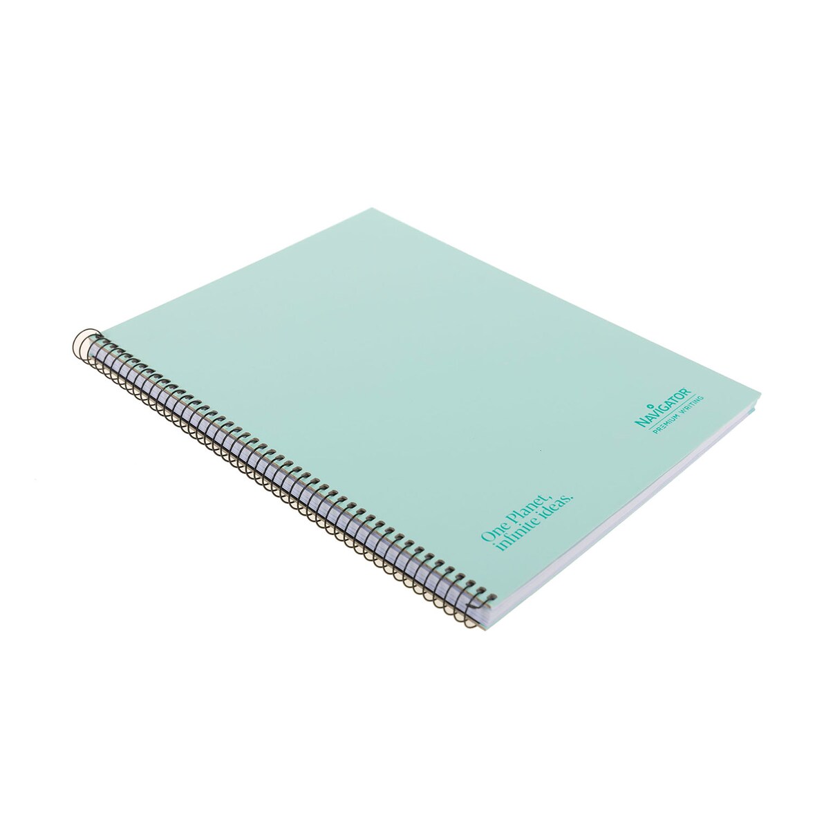 Caderno A4+ capa extra rígida 120H 80G pautado microperfurado 5 faixas cor Navigator Mint soft