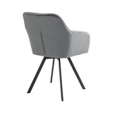 thumbnail of SalesFever Esstischgruppe 5-tlg., 180x90 cm, Platte Akazie 26 mm cognac, Metallgestell schwarz, 4 Armlehnstühle 360° drehbar Samt, grau–schwarz