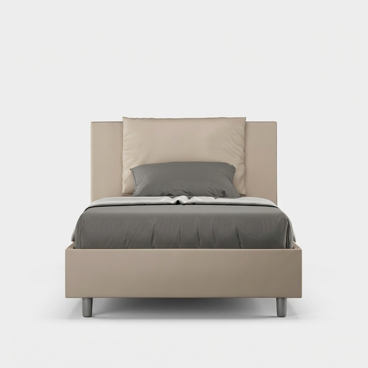 Itamoby Letto Una piazza e mezza Antea L.120 P.200 Rete e Contenitore Tortora