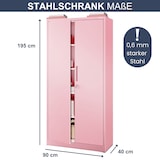 thumbnail of Aktenschrank abschließbar KADO - 5 Ebenen, Flügeltüren | Metallschrank Werkstatt Büroschrank aus Stahl Werkzeugschrank, 195x90x40cm Rosa