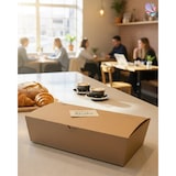 thumbnail of Meal-Box 1.000ml 400 Stk, to go, take away, biologisch abbaubar, natürliches Design, weiße Innenschicht