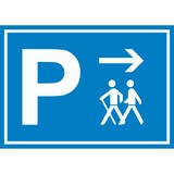 thumbnail of Wanderer Parkplatz mit Richtungspfeil rechts Schild waagerecht A4 (210x297mm)