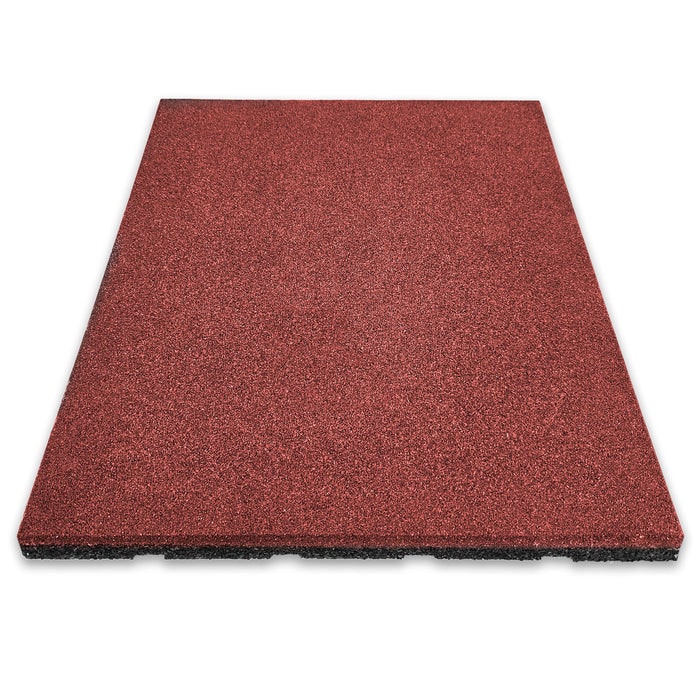 Fallschutzmatte "Play Protect" - Universelle & wetterfeste Bodenschutzmatte mit Drainage / 50 x 50 x 2.5 cm - Rot