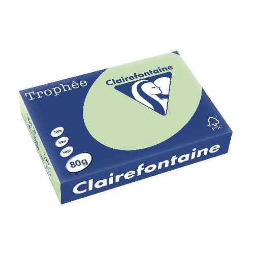 CLAIREFONTAINE Ramette de 500 feuilles papier couleur TROPHEE 80 grammes format A4 Vert golf 1777