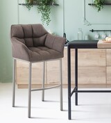 thumbnail of Barhocker GIBEL - Stoff Grau 64x48x110 cm Silber | Barstuhl Mit Lehne Tresenhocker Tresenstuhl Kneipenhocker Kneipenstuhl