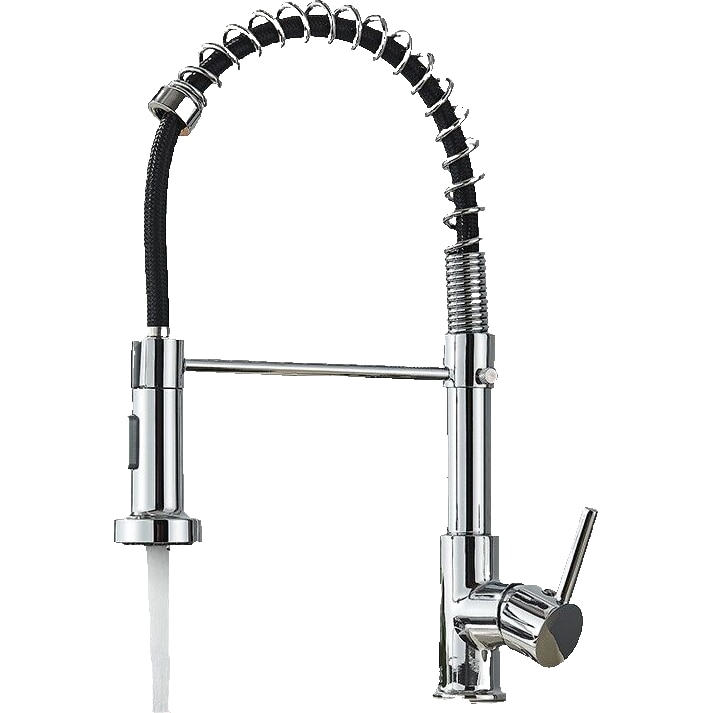 KLARWERK® Bernd | Gastronomie Küchenarmatur Chrom mit Feder | Silber Edelstahl Wasserhahn Küche | Mischbatterie 360° drehbar| Hochdruck 2 Anschlüsse