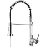 thumbnail of KLARWERK® Bernd | Gastronomie Küchenarmatur Chrom mit Feder | Silber Edelstahl Wasserhahn Küche | Mischbatterie 360° drehbar| Hochdruck 2 Anschlüsse