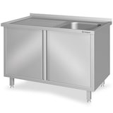 thumbnail of Spülschrank mit Flügeltüren 1100x600x850 mm, mit einem Becken rechts, mit Aufkantung, verschweißt