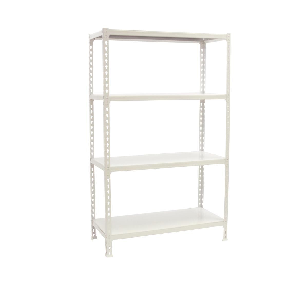 PROREGAL Schwerlastregal MID METAL SHARK | HxBxT 150x120x30cm | Fachlast 200kg | Weiß | Regal Standregal Werkstattregal Lagerregal