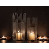 thumbnail of Kerzenhalter mit Glaszylinder Set 2-teilig Windlicht Metall  Kerzenständer Blockkerzen o.Teelichter : silber
