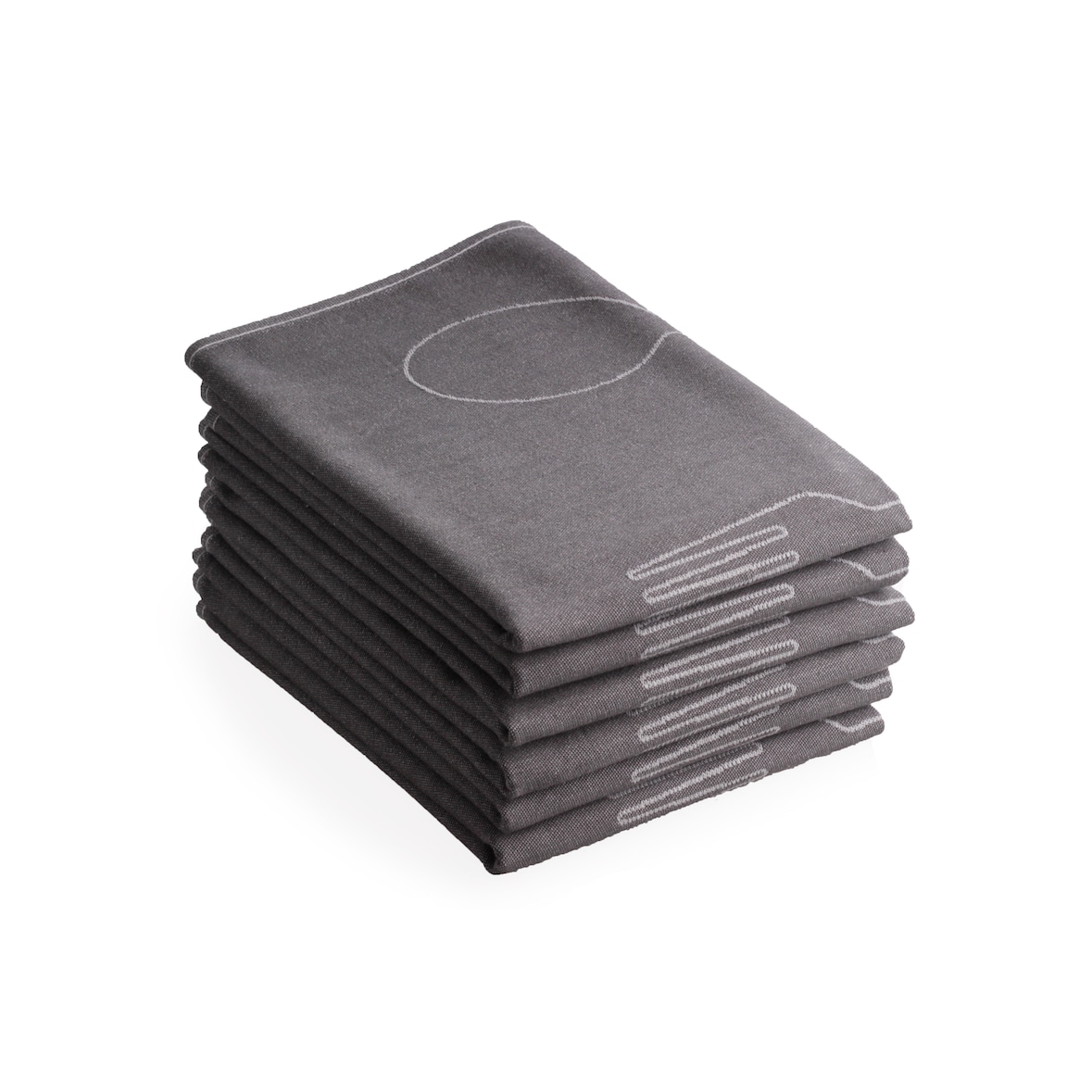 DoubleDry Theedoeken 6 st 50x70 cm - 100% katoen - hip bestek, grijs