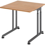 thumbnail of bümö höhenverstellbarer Schreibtisch Z-Serie 80x80 cm in Nussbaum, Gestell in Graphit - PC Tisch klein für's Büro manuell höhenverstellbar,